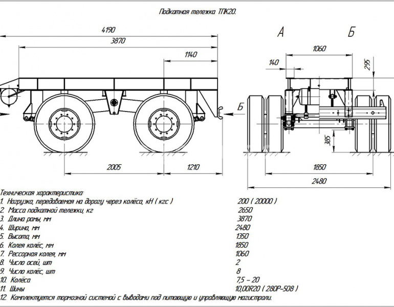 Подкатная тележка ТПК-20